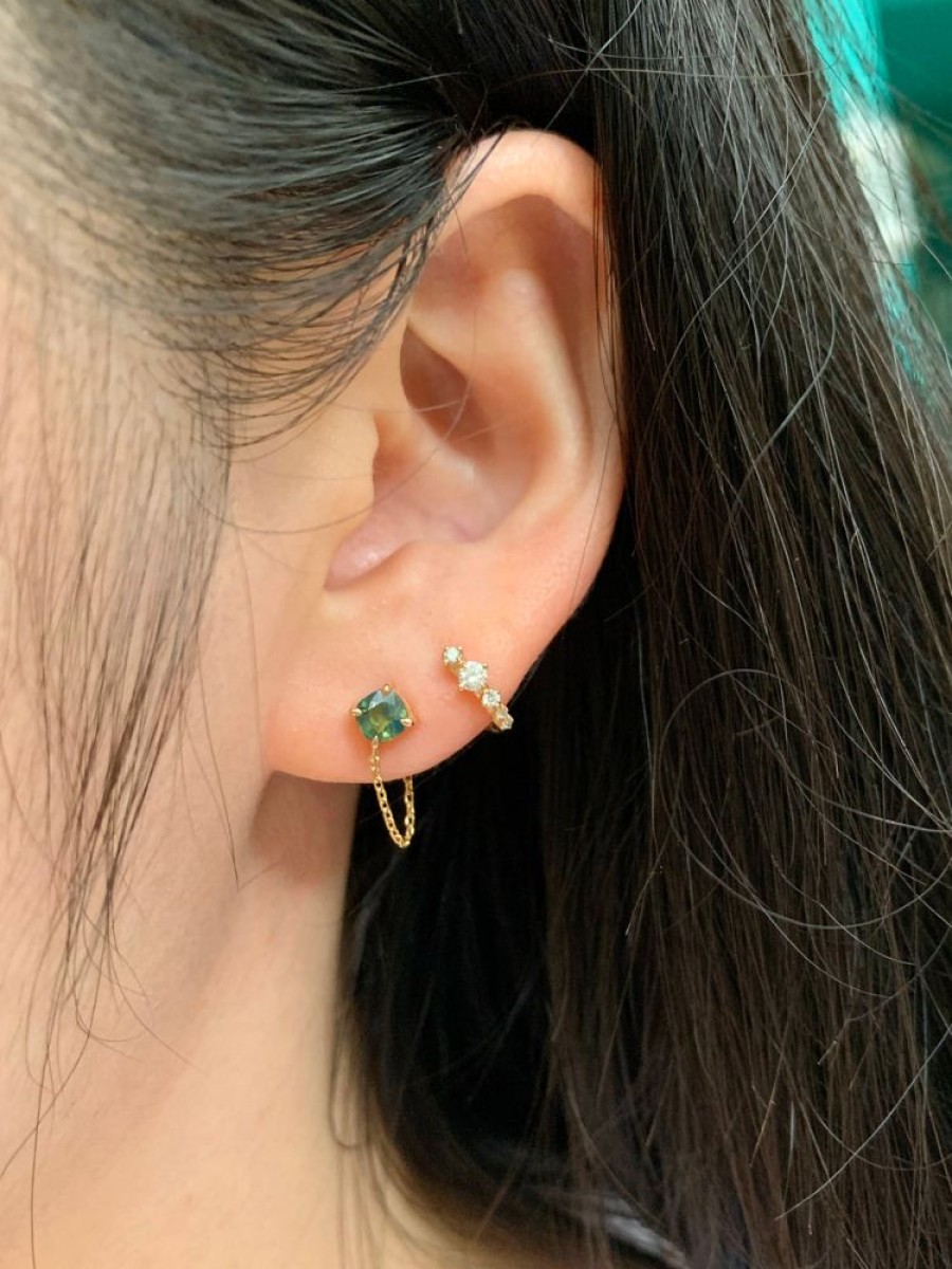 Jewelry YI Collection | Green Sapphire Chain Earring