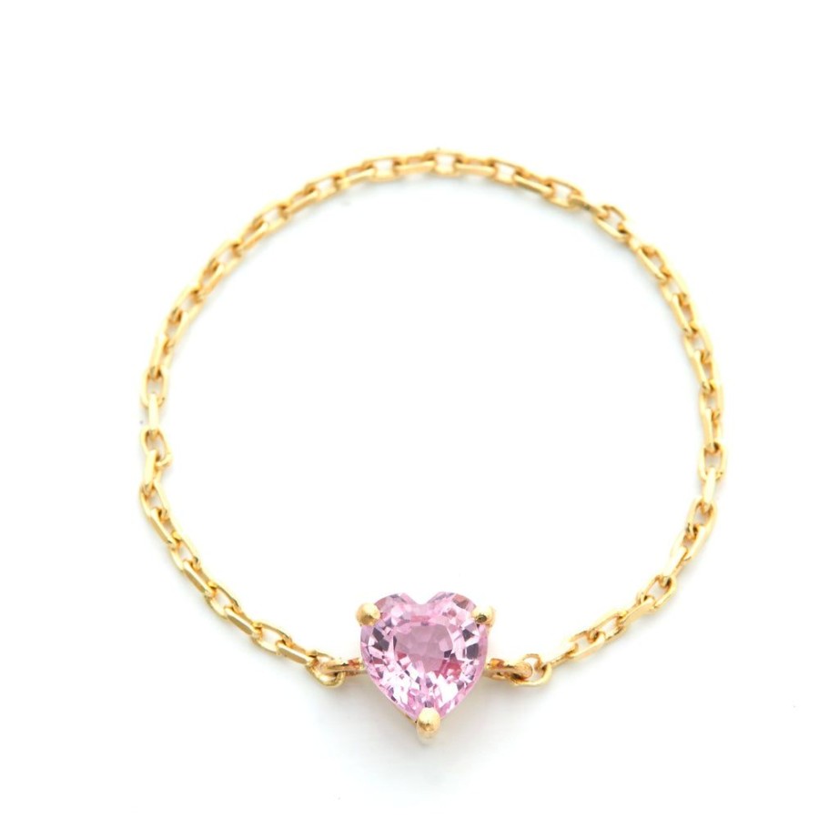 Jewelry YI Collection | Pink Sapphire Heart Chain Ring