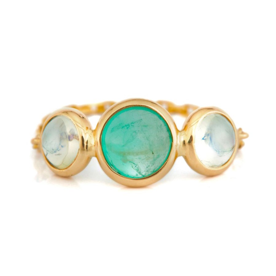 Jewelry YI Collection Chain Rings | Emerald & Moonstone Eos Chain Ring