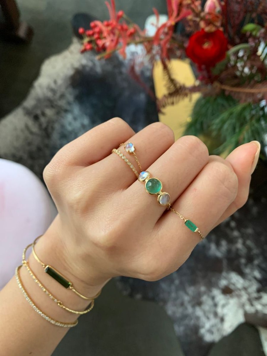 Jewelry YI Collection Chain Rings | Emerald & Moonstone Eos Chain Ring