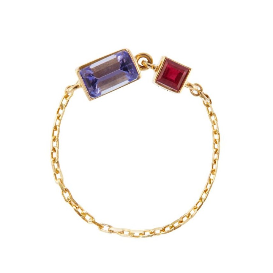 Jewelry YI Collection Chain Rings | Tanzanite & Ruby Chain Ring