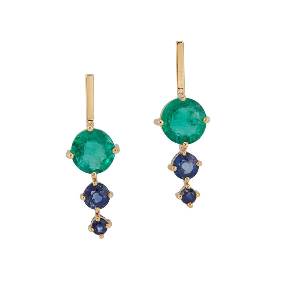 Jewelry YI Collection | Emerald & Sapphire Dot Earrings