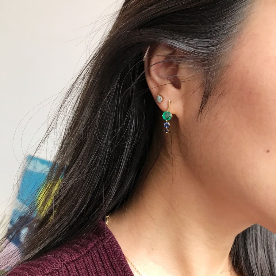 Jewelry YI Collection | Emerald & Sapphire Dot Earrings