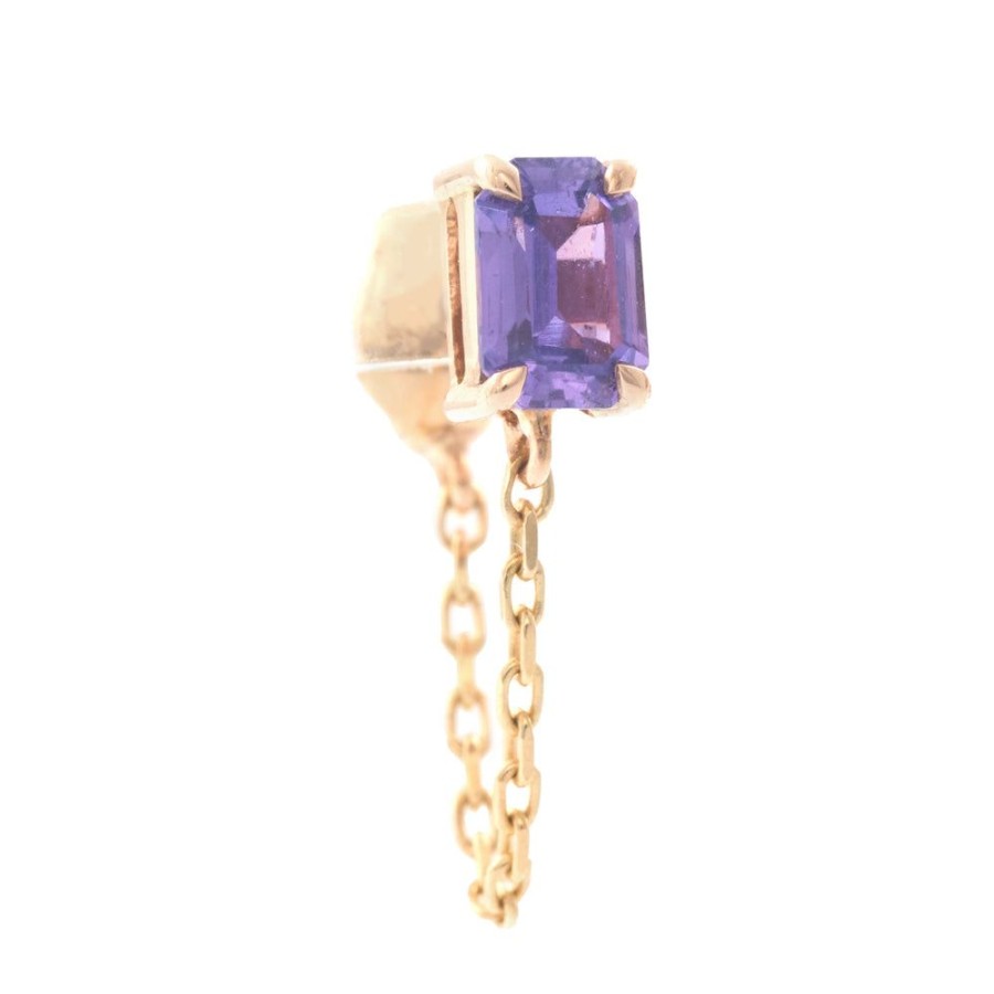 Jewelry YI Collection | Purple Sapphire Bar Chain Earring