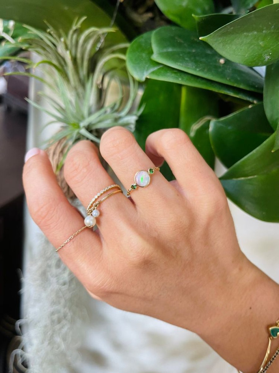 Jewelry YI Collection Chain Rings | Opal & Tsavorite Eos Chain Ring