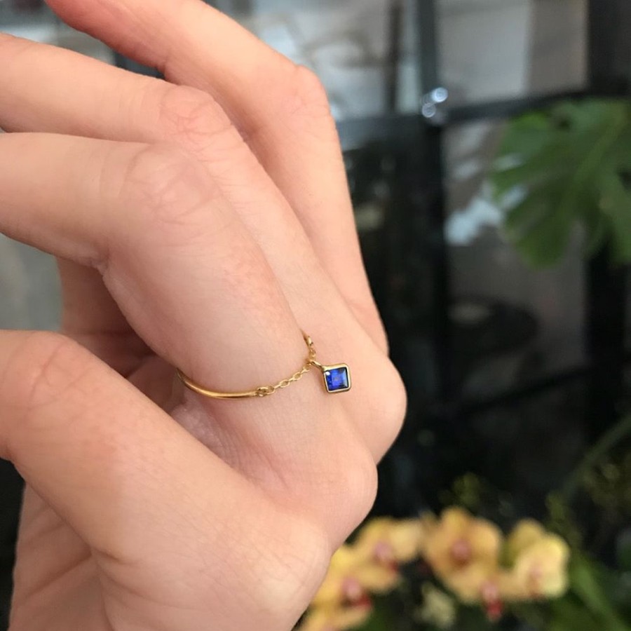 Jewelry YI Collection Single Gemstones | Yi Collection X Opening Ceremony September Sapphire Ring: Silver With 14K Gold Plating