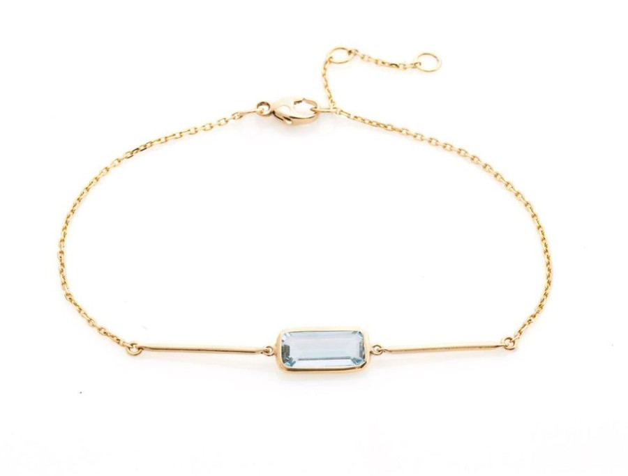 Jewelry YI Collection | Aquamarine Bar Bracelet