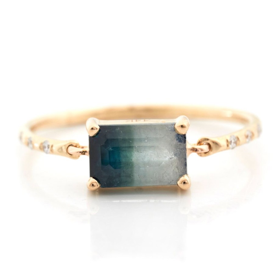 Jewelry YI Collection Single Gemstones | Bi-Color Indicolite Tourmaline Petite Diamond Circle Ring