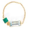 Jewelry YI Collection Double Gemstones | Aquamarine & Emerald Chain Ring