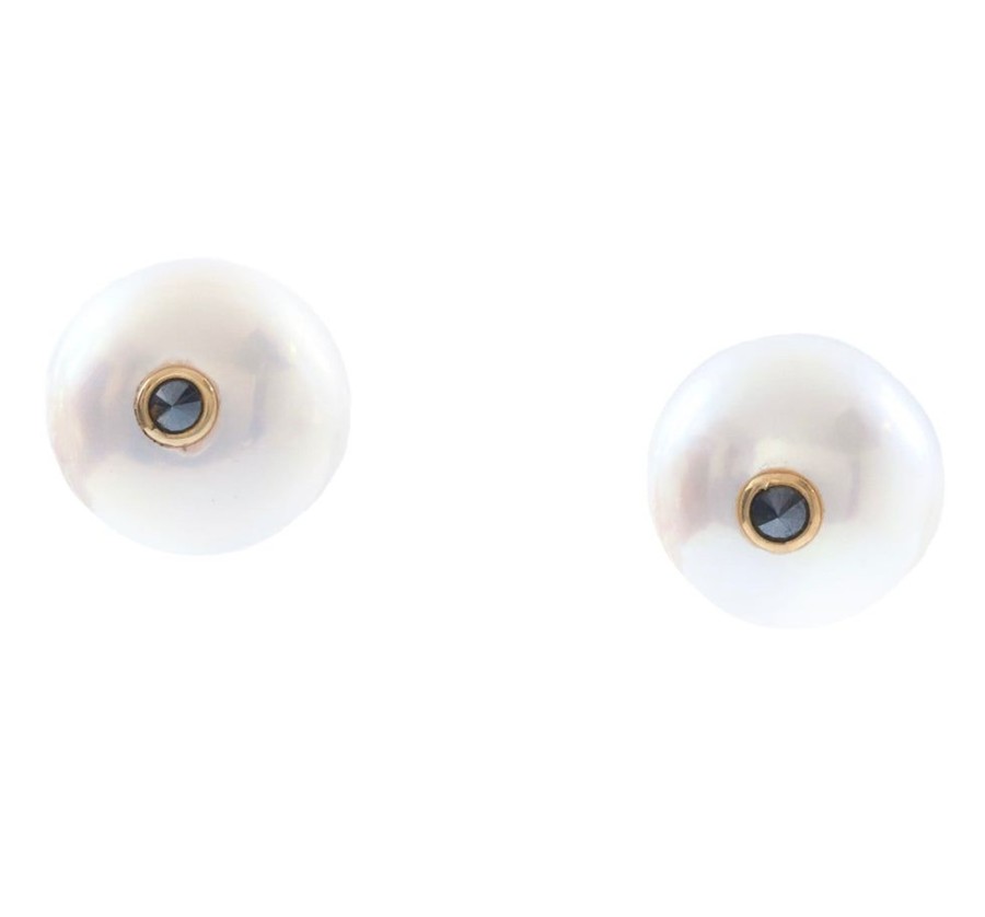 Jewelry YI Collection | South Sea Pearl And Black Diamond Spike Earrings