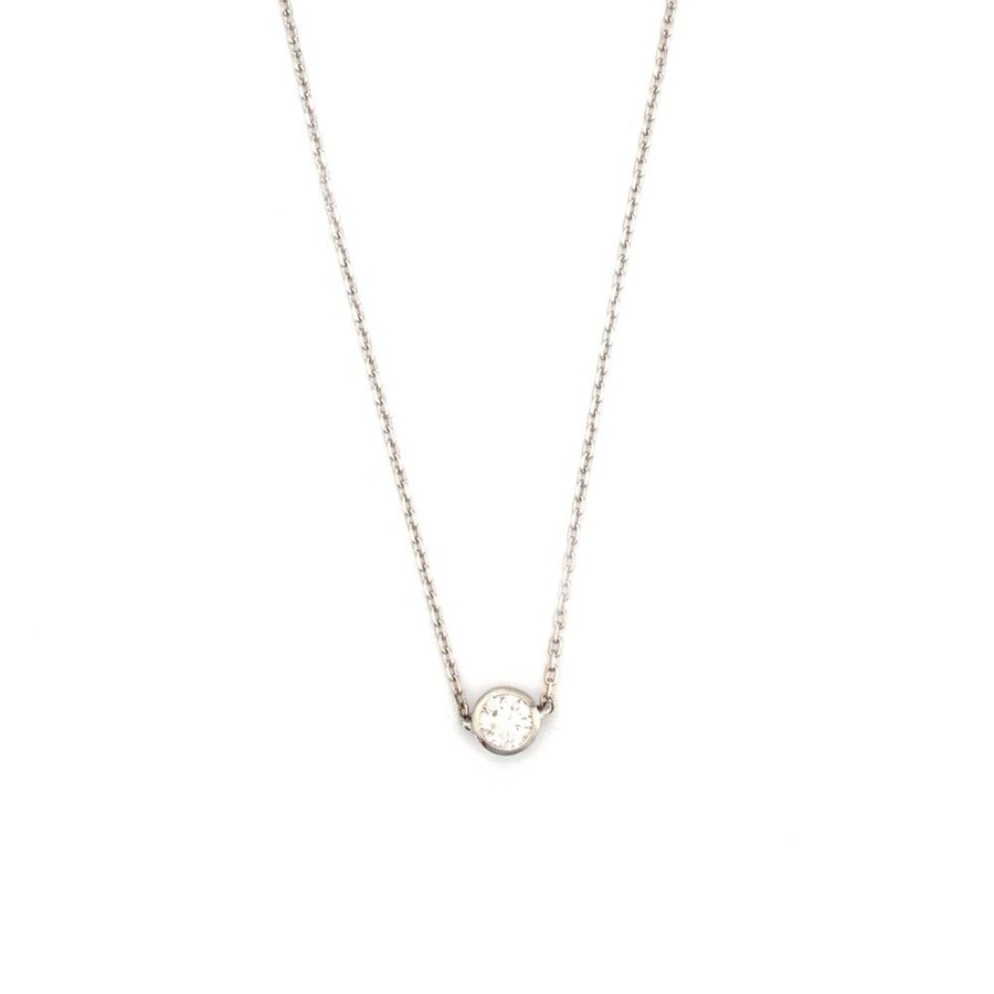 Jewelry YI Collection | Platinum Diamond Button Necklace