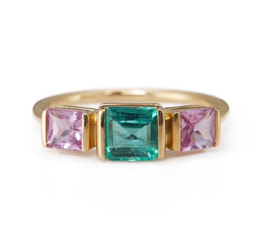 Jewelry YI Collection Triplets | Emerald & Pink Sapphire Ring