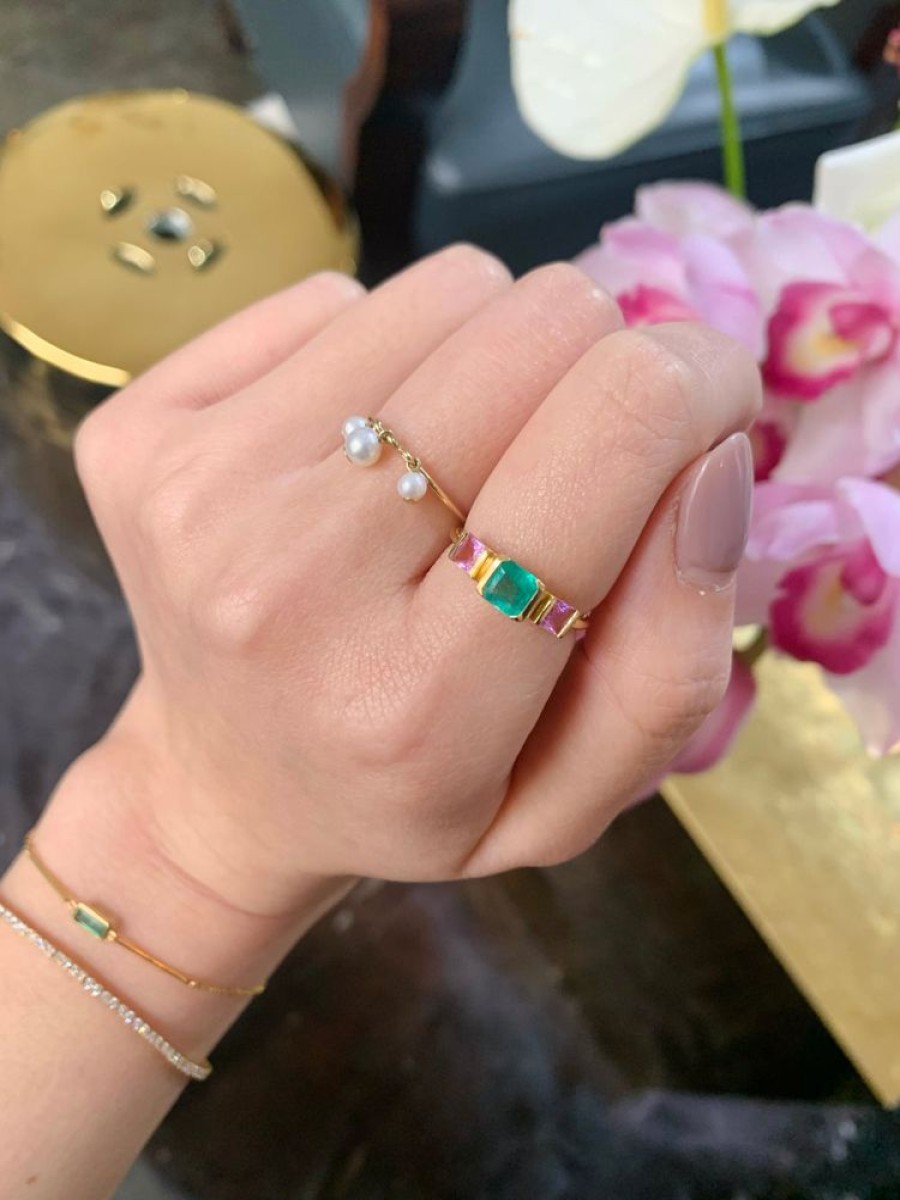 Jewelry YI Collection Triplets | Emerald & Pink Sapphire Ring