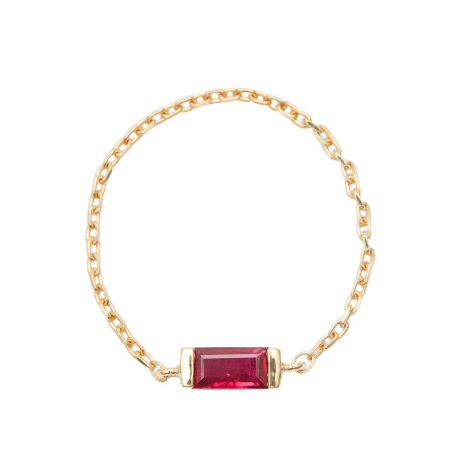 Jewelry YI Collection Chain Rings | Ruby Baguette Chain Ring