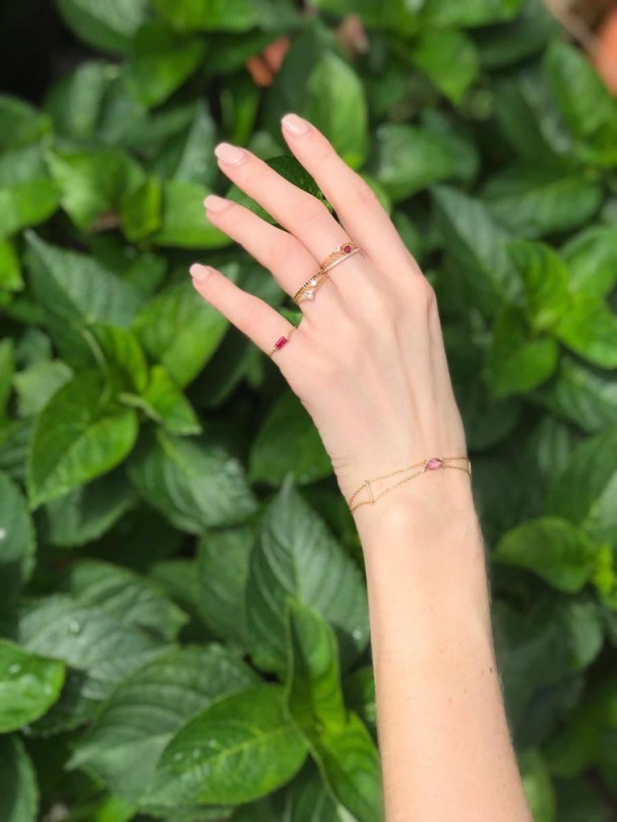 Jewelry YI Collection Chain Rings | Ruby Baguette Chain Ring