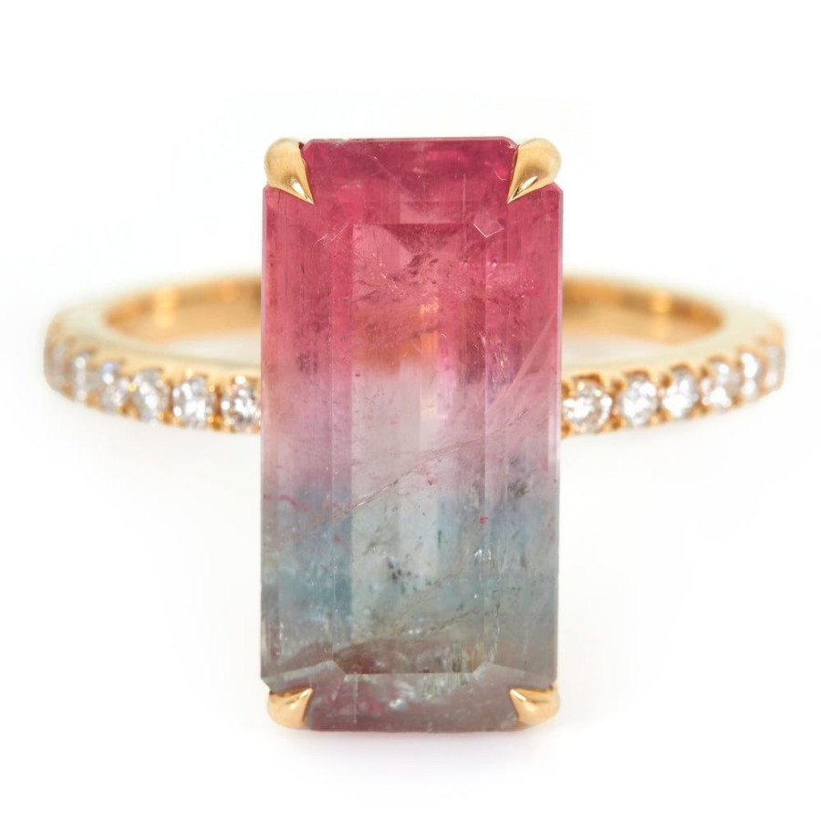 Jewelry YI Collection | Unicorn Watermelon Tourmaline & Diamond Ring