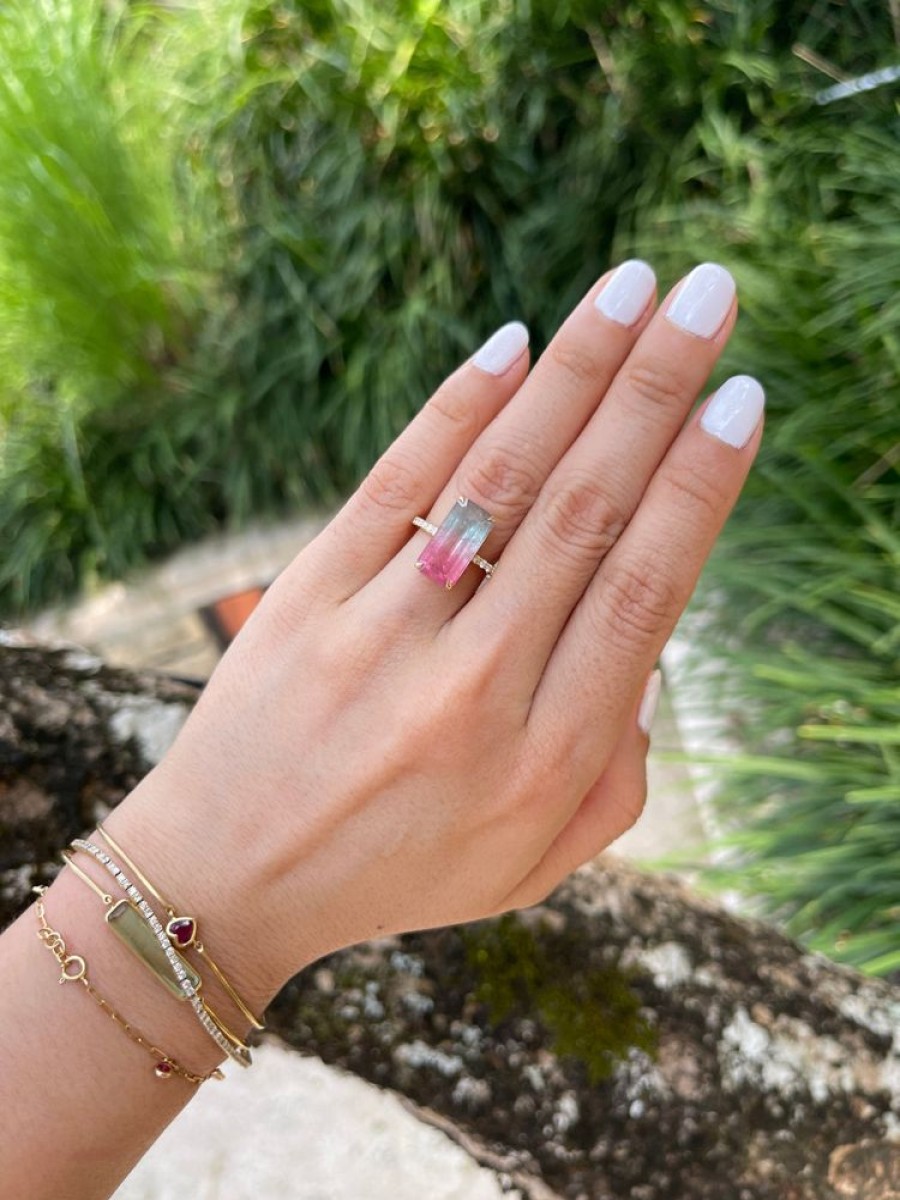 Jewelry YI Collection | Unicorn Watermelon Tourmaline & Diamond Ring