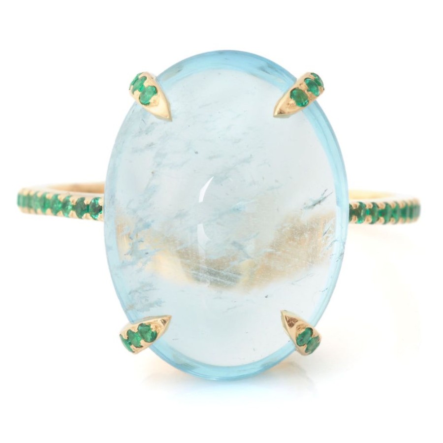 Jewelry YI Collection | Aquamarine & Emerald Spring Globe Ring