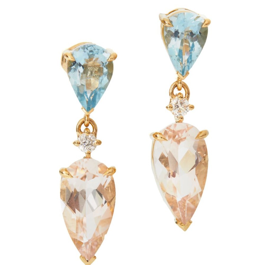 Jewelry YI Collection | Aquamarine & Morganite & Diamond Earrings