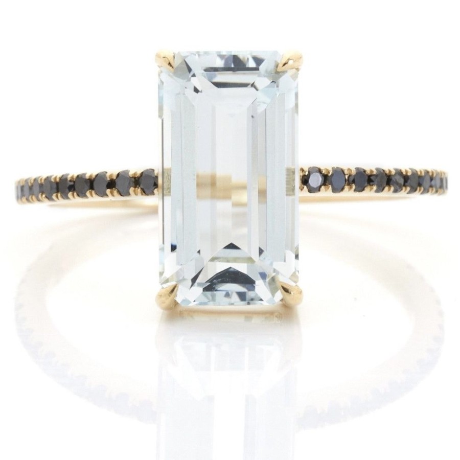 Jewelry YI Collection Something Bigger | Aquamarine & Black Diamond Ring