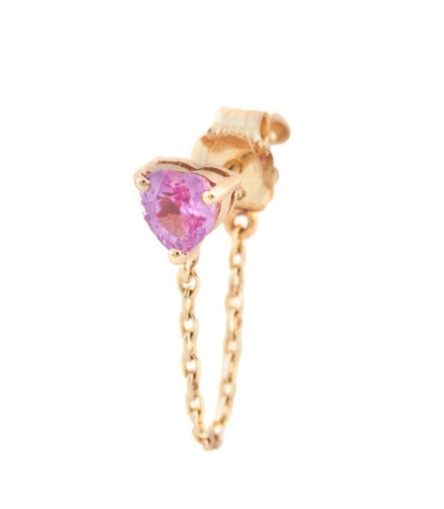 Jewelry YI Collection | Pink Sapphire Heart Chain Earring