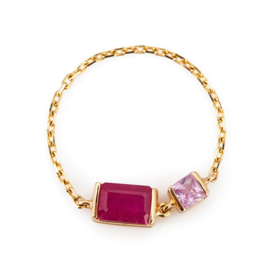 Jewelry YI Collection Chain Rings | Ruby & Pink Sapphire Chain Ring