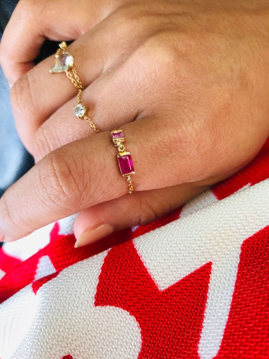 Jewelry YI Collection Chain Rings | Ruby & Pink Sapphire Chain Ring