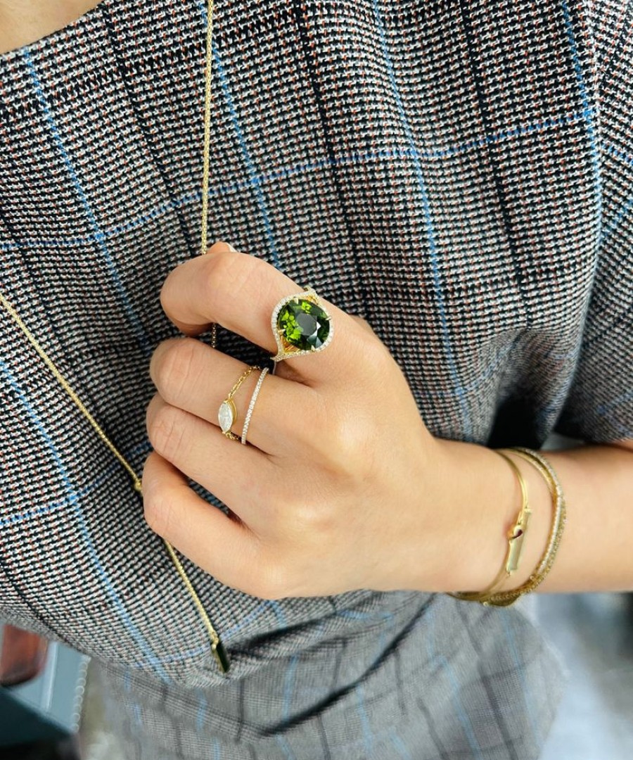 Jewelry YI Collection Something Bigger | Love'S Eye Green Tourmaline & Diamond Ring