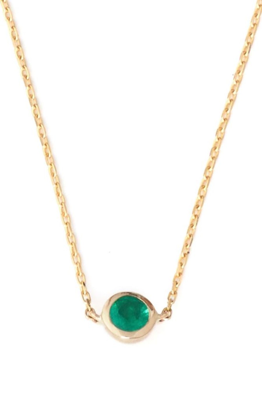 Jewelry YI Collection | Emerald Petite Button Necklace