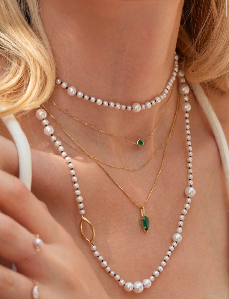 Jewelry YI Collection | Emerald Petite Button Necklace