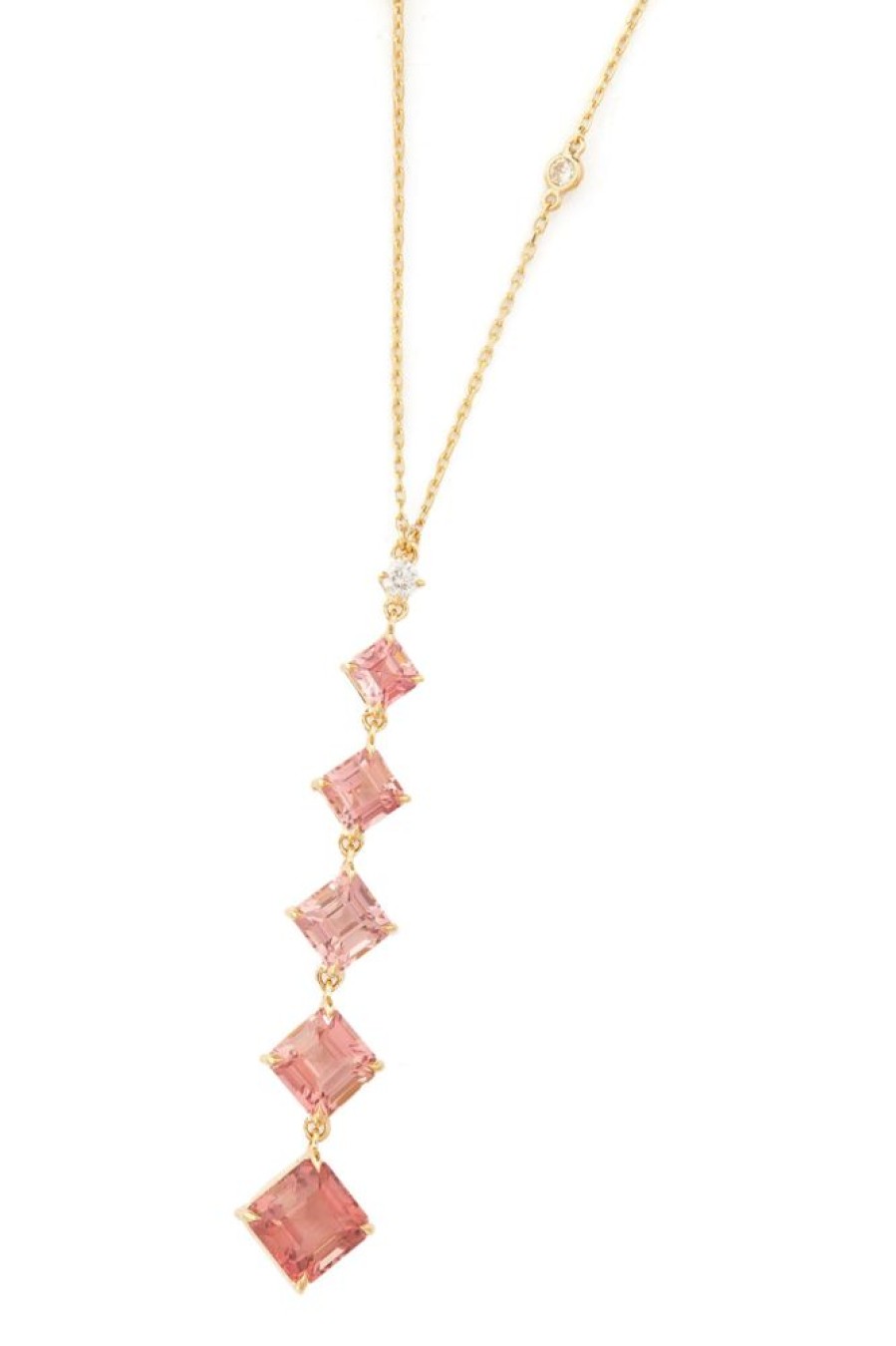 Jewelry YI Collection | Pink Tourmaline & Diamond Cascade Necklace