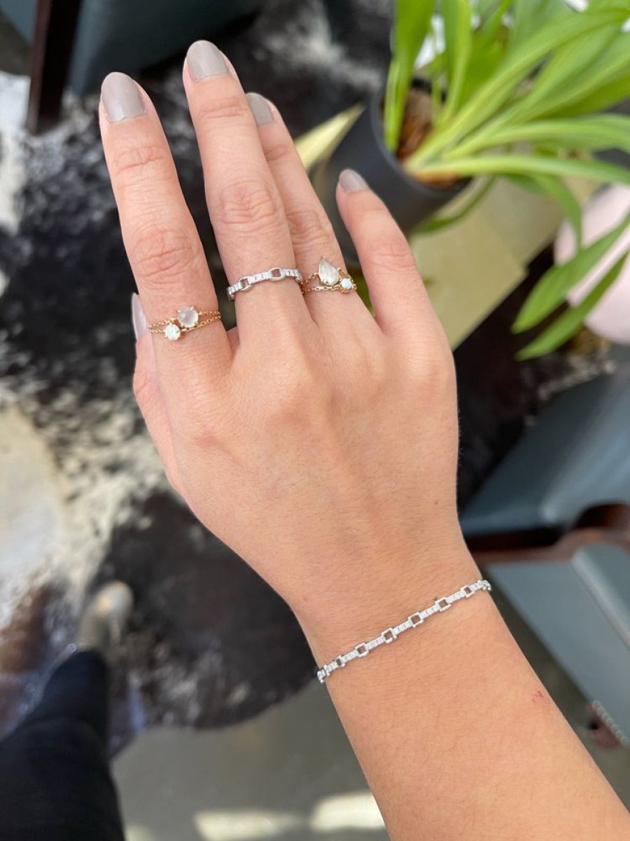 Jewelry YI Collection Chain Rings | Platinum Diamond Links Chain Ring