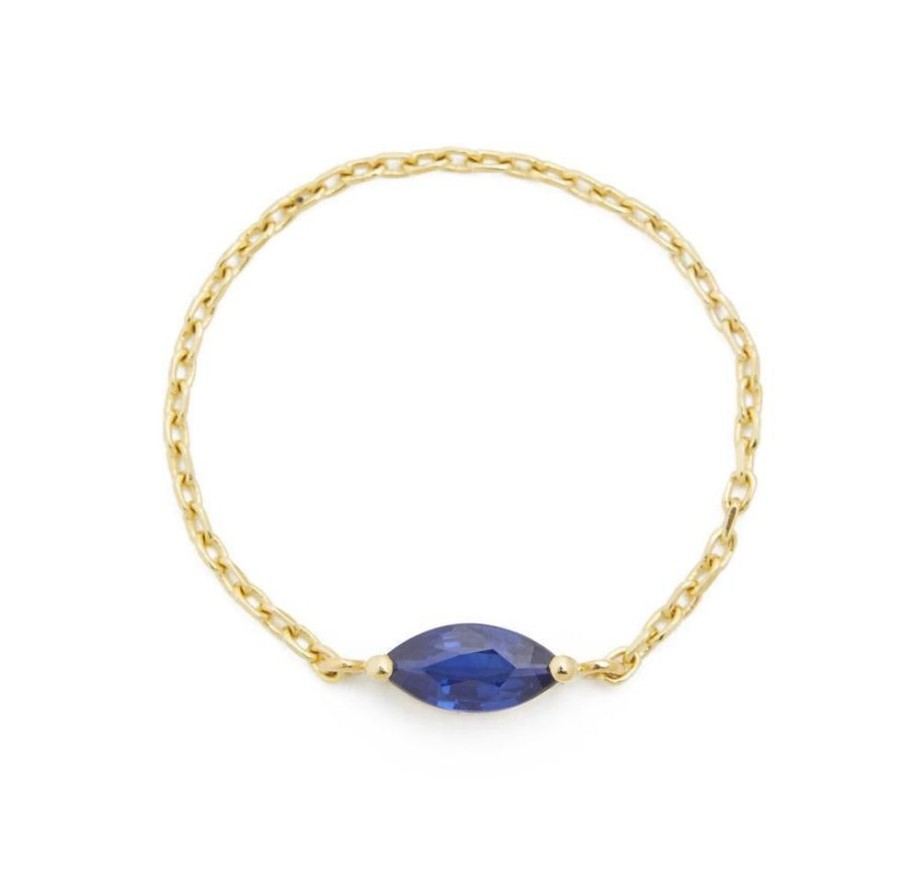 Jewelry YI Collection Chain Rings | Sapphire Marquise Chain Ring