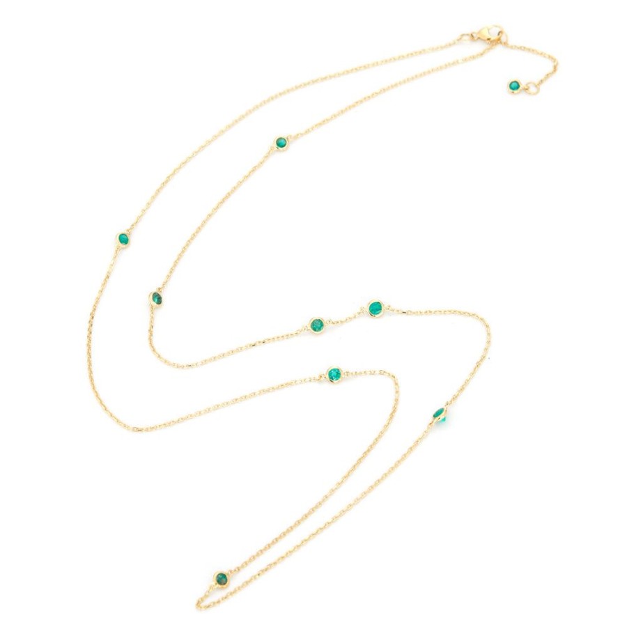 Jewelry YI Collection | Long Emerald Dot Necklace