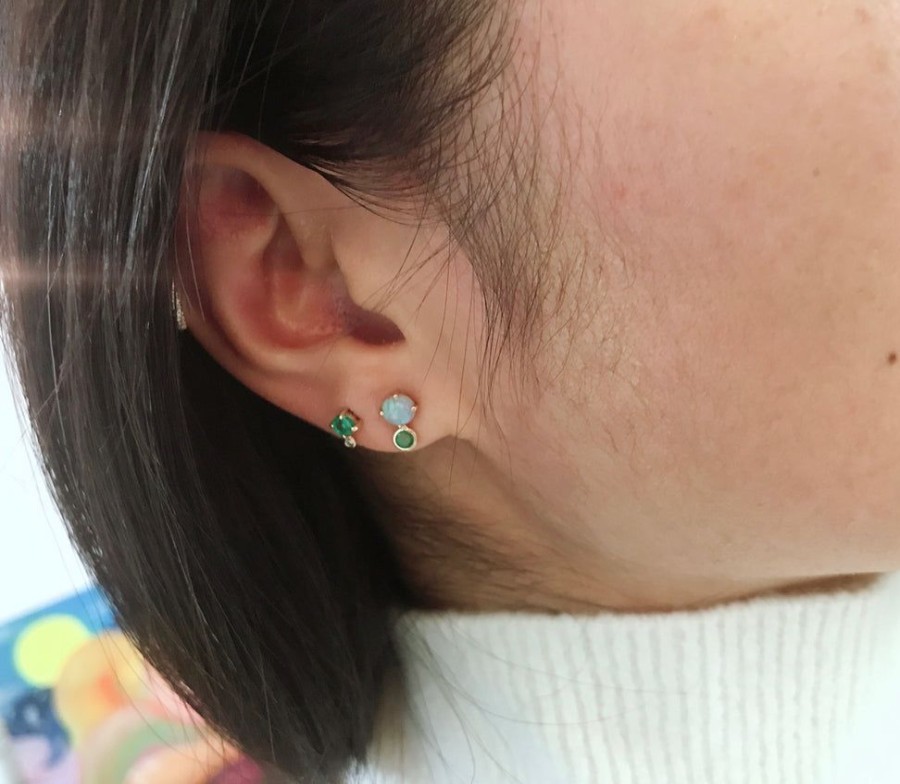 Jewelry YI Collection | Opal & Emerald Dot Studs