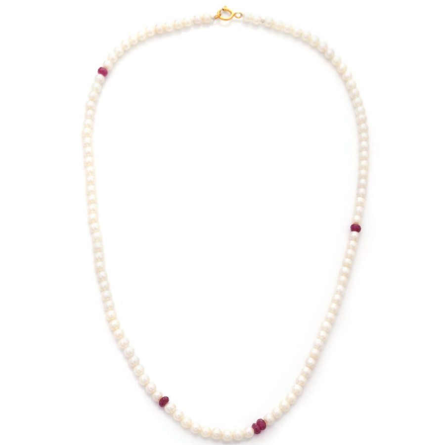 Jewelry YI Collection | Akoya Pearl And Ruby Choker Necklace