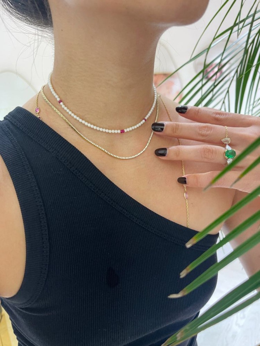 Jewelry YI Collection | Akoya Pearl And Ruby Choker Necklace