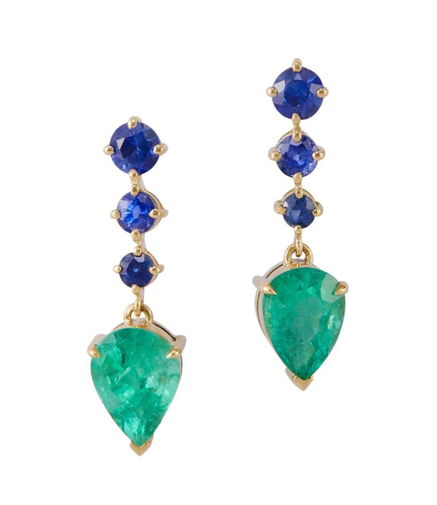 Jewelry YI Collection | Emerald & Sapphire Arrows Earrings