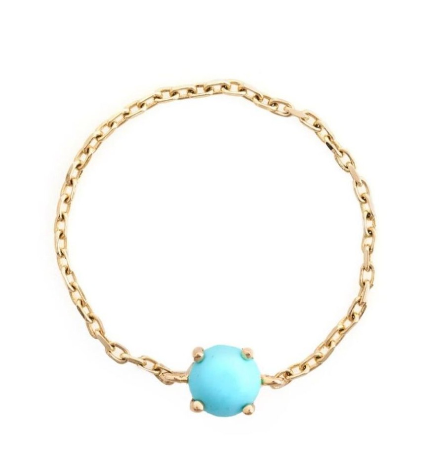 Jewelry YI Collection Chain Rings | Turquoise Dot Chain Ring