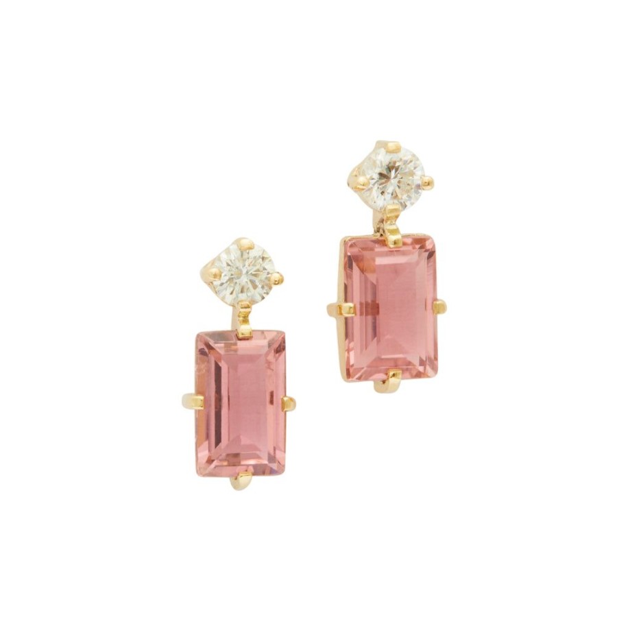 Jewelry YI Collection | Pink Tourmaline & Diamond Deco Earrings