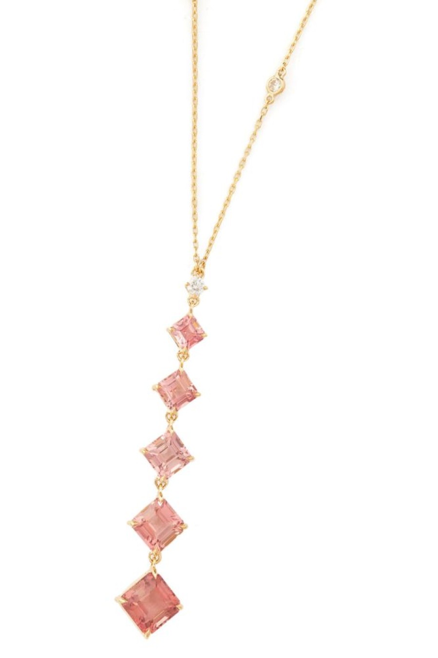 Jewelry YI Collection | Pink Tourmaline & Diamond Cascade Necklace