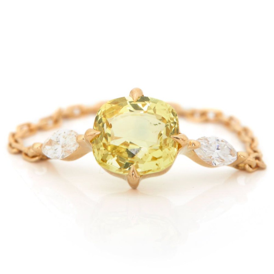 Jewelry YI Collection Triplets | Yellow Sapphire & Diamond Sunbeam Chain Ring