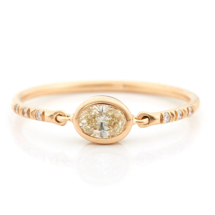 Jewelry YI Collection | Yellow Diamond Oval Petite Circle Ring