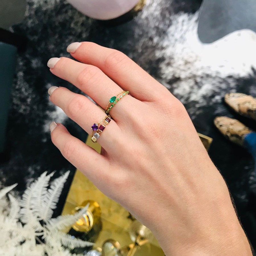 Jewelry YI Collection Single Gemstones | Purple Amethyst Heart Chain Ring