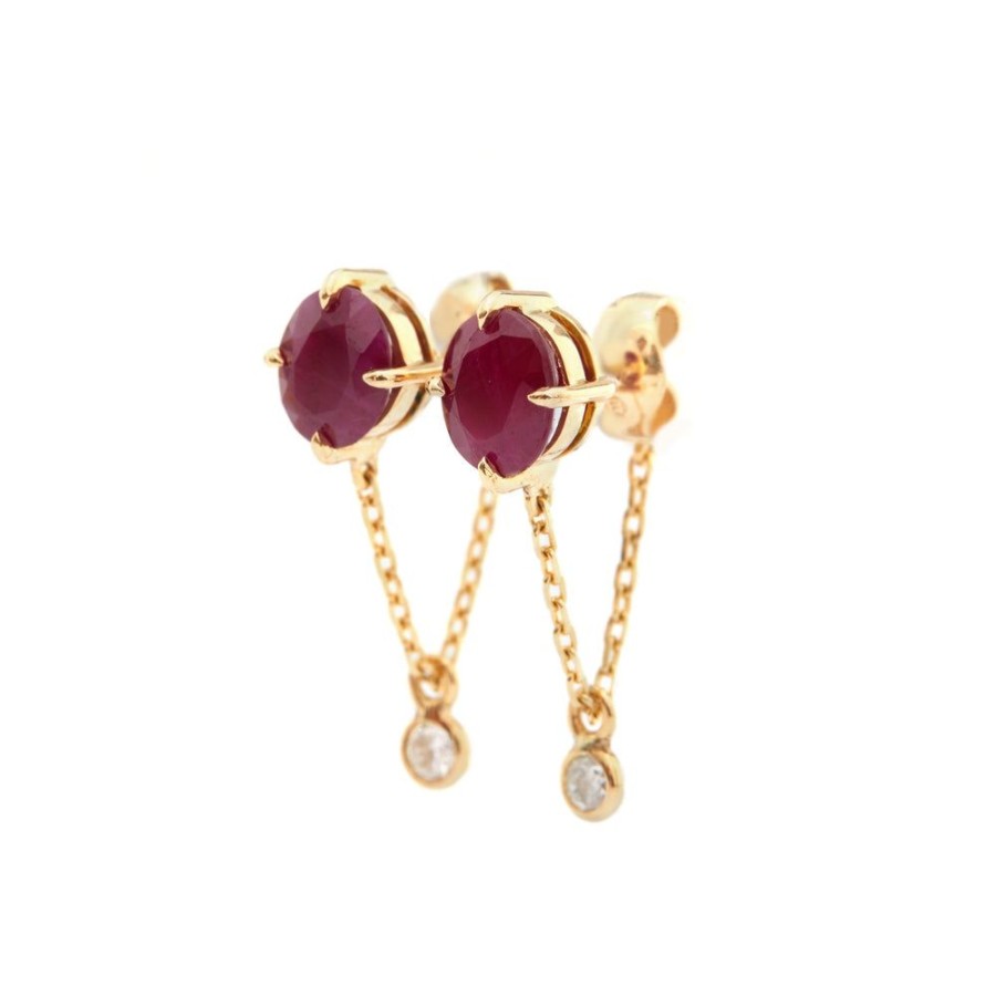 Jewelry YI Collection | Ruby & Diamond Supreme Chain Earrings