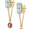 Jewelry YI Collection | Aquamarine & Ruby Chain Earrings