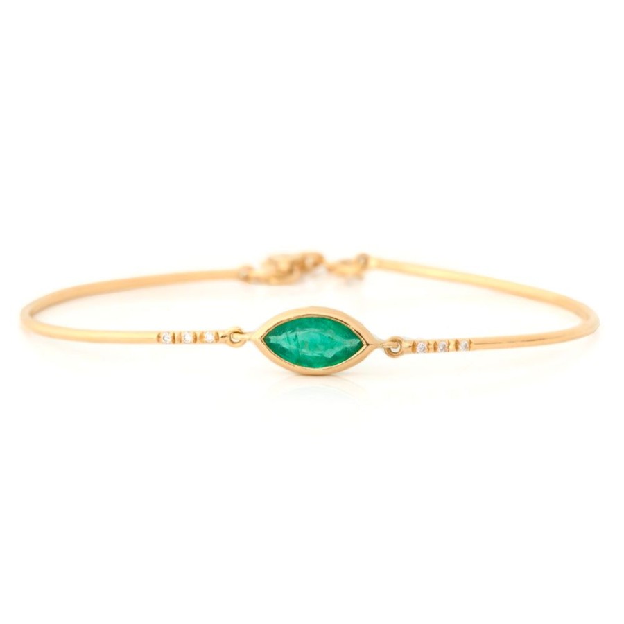 Jewelry YI Collection | Emerald Marquise & Diamond Bangle