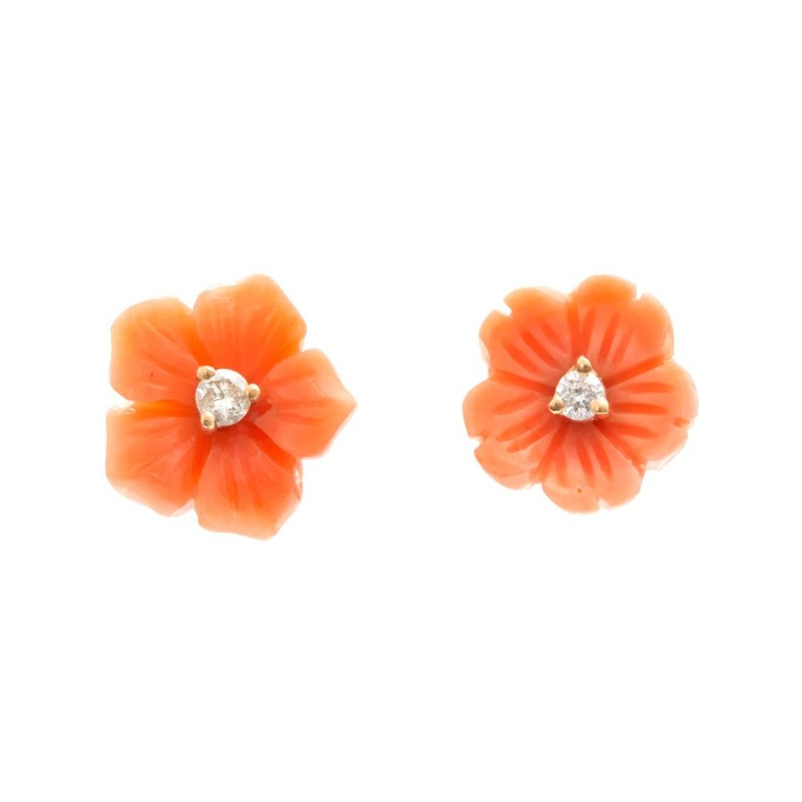 Jewelry YI Collection | Coral & Diamond Flora Stud