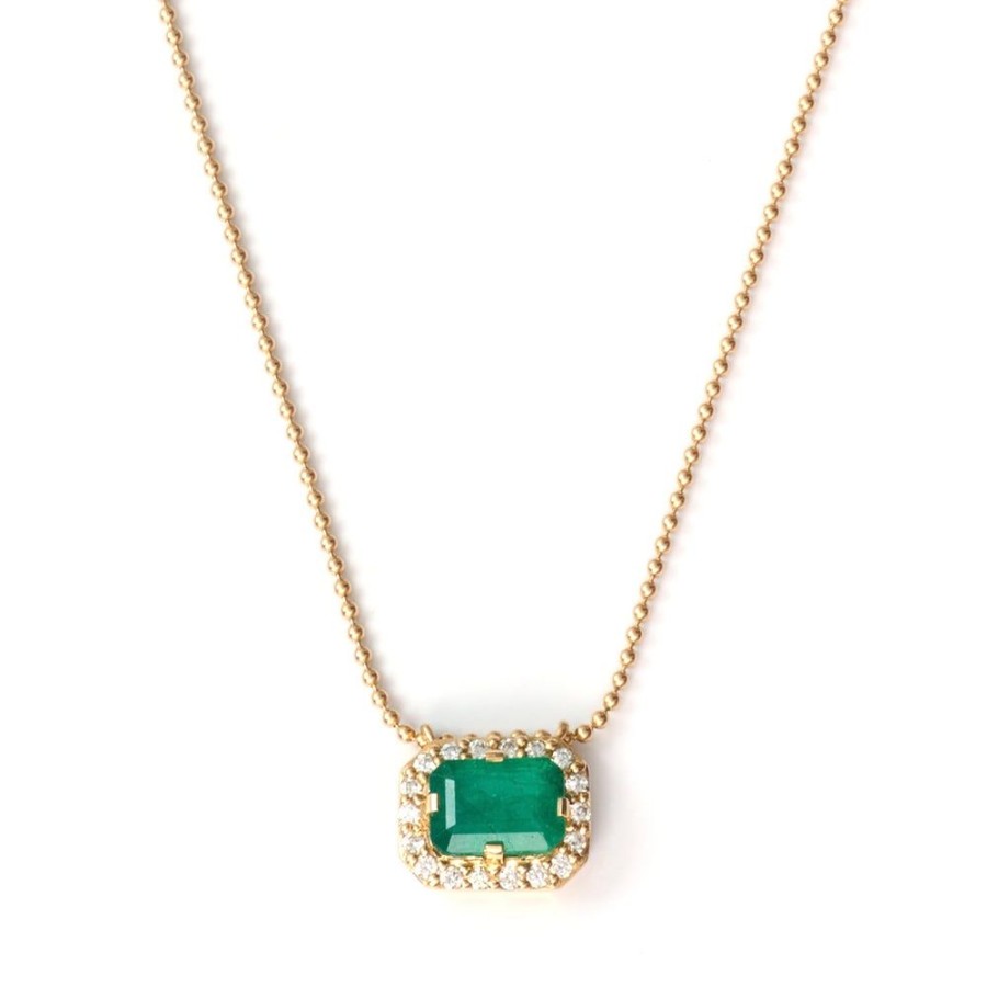 Jewelry YI Collection | Emerald & Diamond Frame Necklace