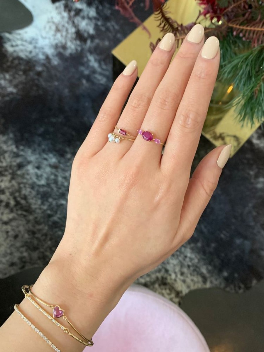 Jewelry YI Collection Triplets | Ruby & Pink Sapphire Chain Ring